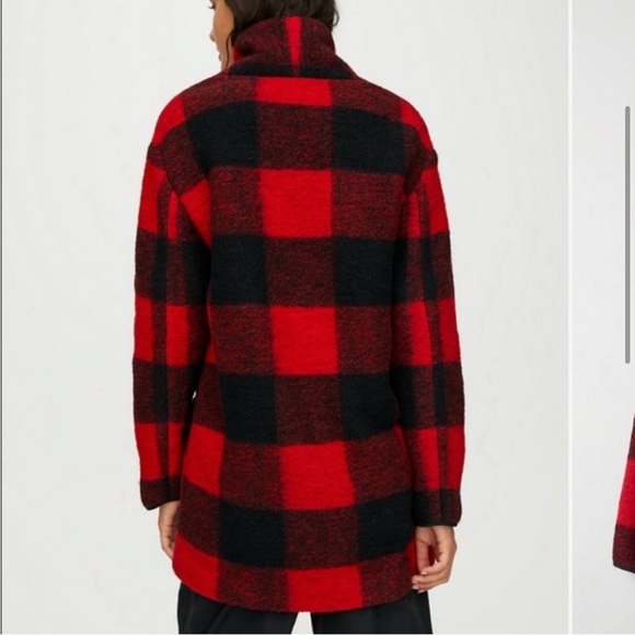 Aritzia Wilfred Free Off-Duty Buffalo Plaid Wool Jacket in Red / Black sz XSmall - Picture 3 of 16